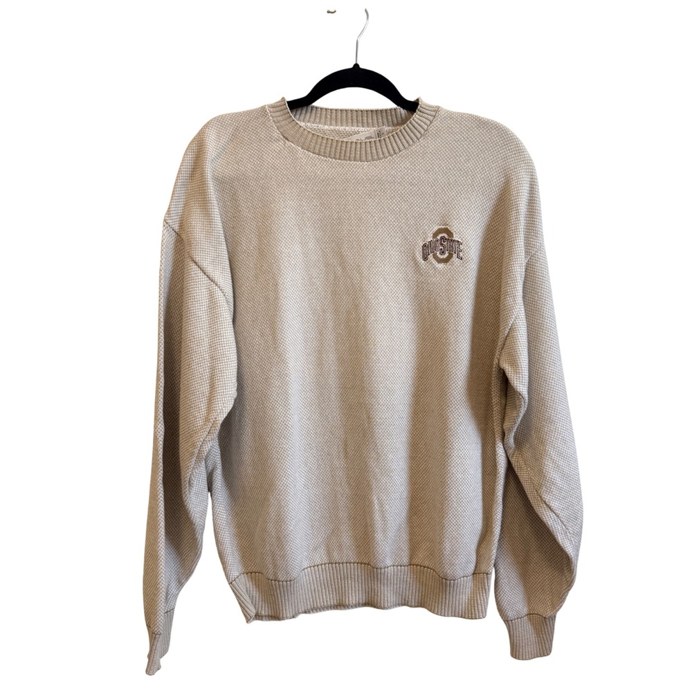 VTG Nicklaus Sweater Mens Large Tan Ohio State Embroidered Crewneck USA